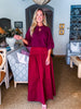 Fit & Flare Maxi Skirt-Wine