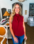 Polished Affair Top-Burgundy