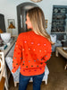 Pom-Pom Knit Sweater- Brick