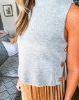Sweet Pleats Dress-Heather Gray