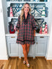 Holiday Cheer Plaid Mini Dress-Black