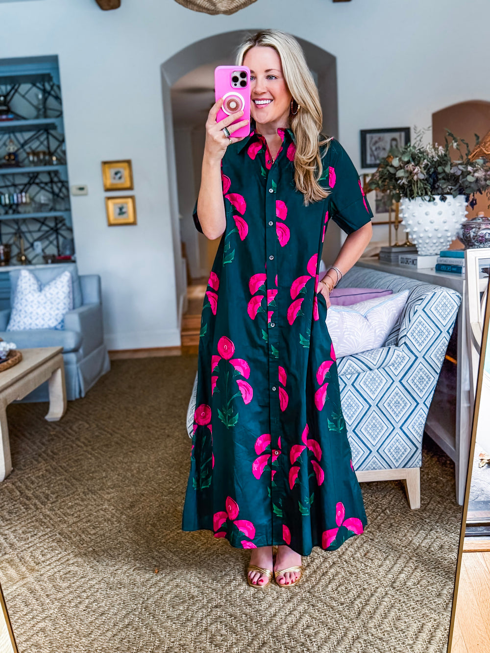 Brownstone Bliss Floral Midi Dress-Green