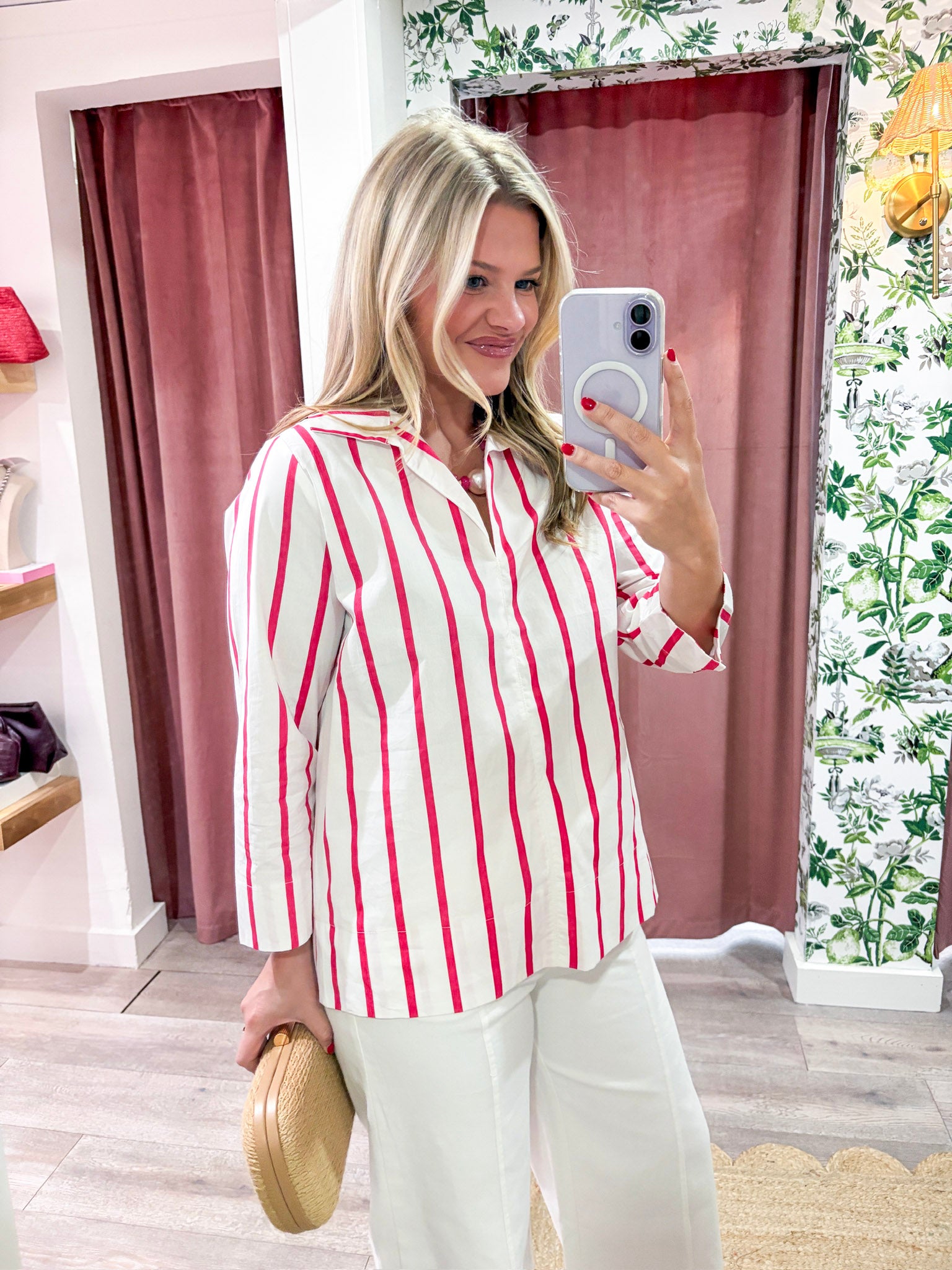 Everly Stripe Top-Pink
