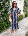 Sunkissed Glow Midi Dress- Navy/Cream
