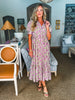 Vineyard Bound Floral Midi Dress-Purple