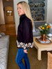 Poppy Fields Ricrac Trim Top-Black