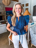 Whirlwind Romance Poplin Top-Navy