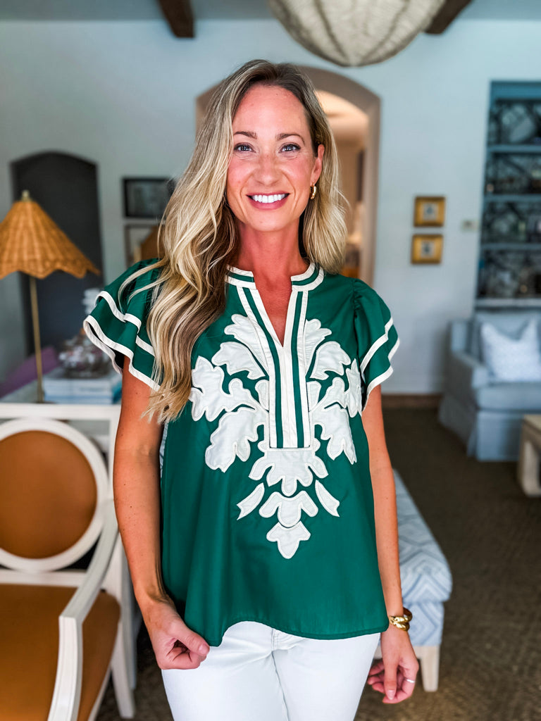 Del Mar Applique Top-Pine
