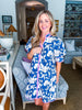 Tropical Villa Mini Dress-Slate Blue