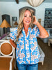 Blue China Floral Top