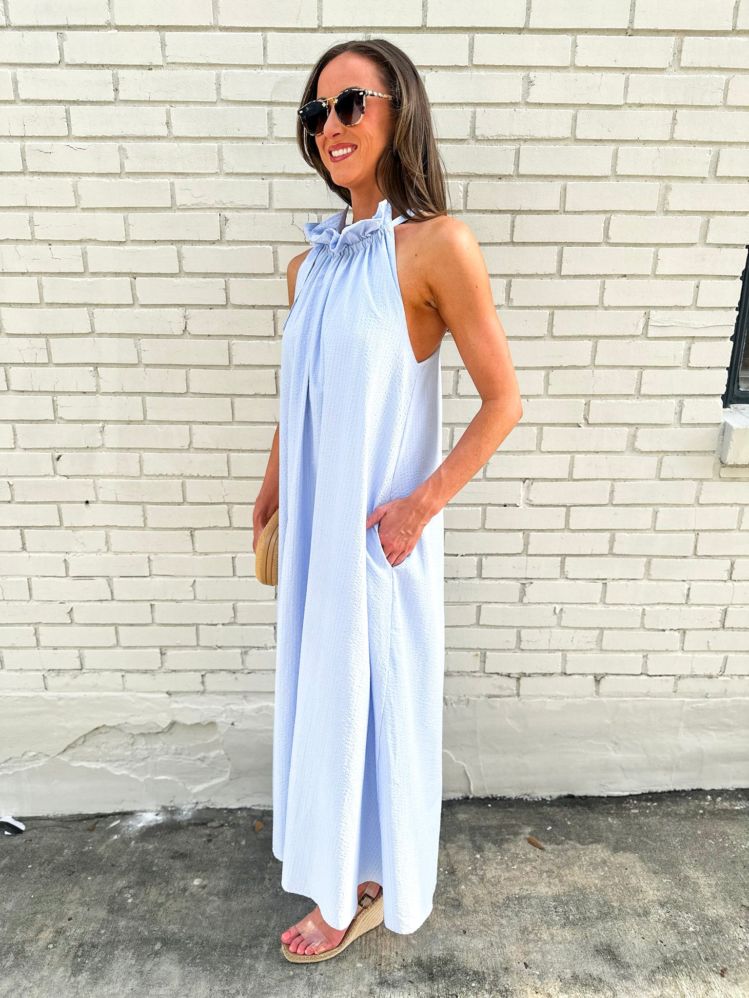 Julia Pinstripe Maxi Dress