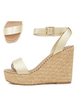Ankle Strap Platform Wedges-Gold