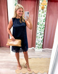 Romantic Evening Mini Dress-Navy
