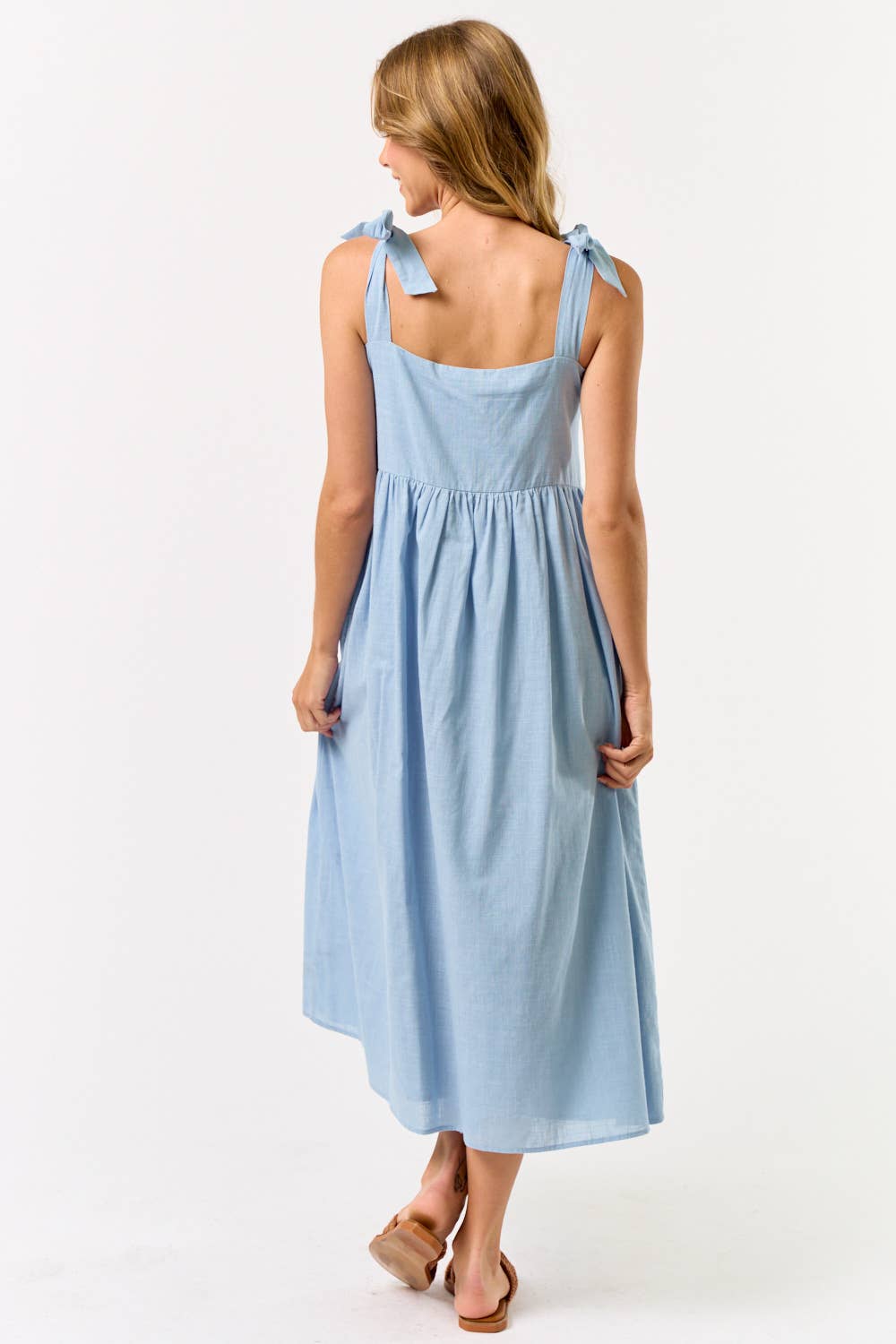 Vivid Vision Embroidered Dress-Light Blue