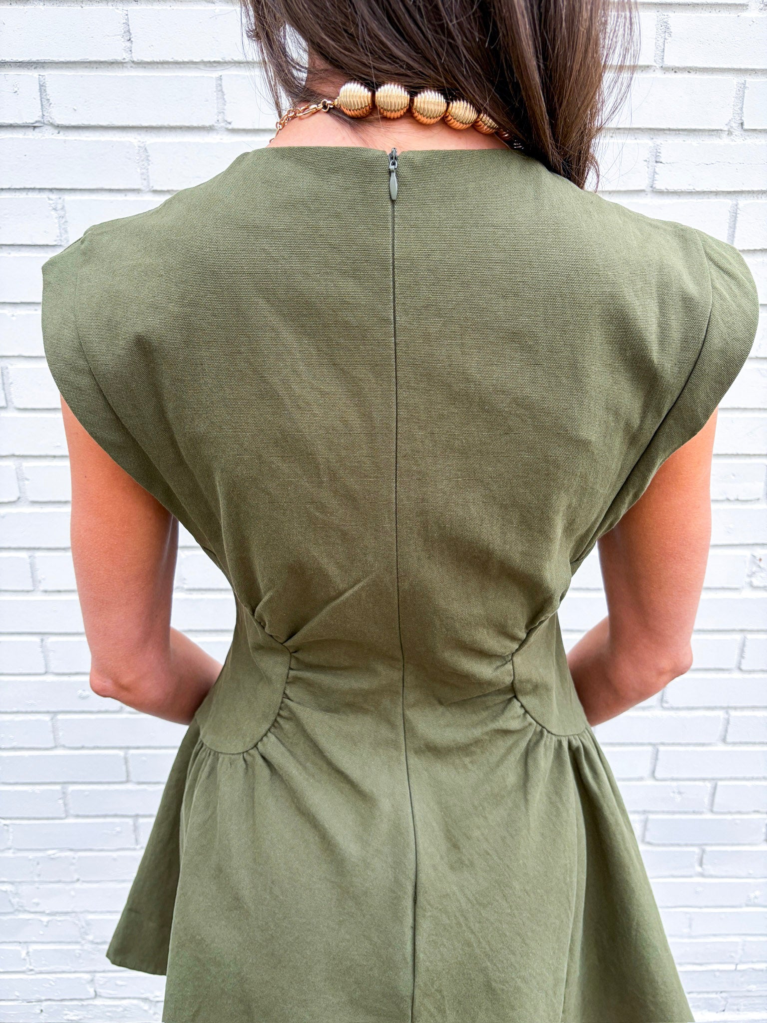 Sweet Afternoons Mini Dress-Olive