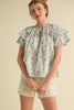 Fresh Blooms Floral Top-Blue
