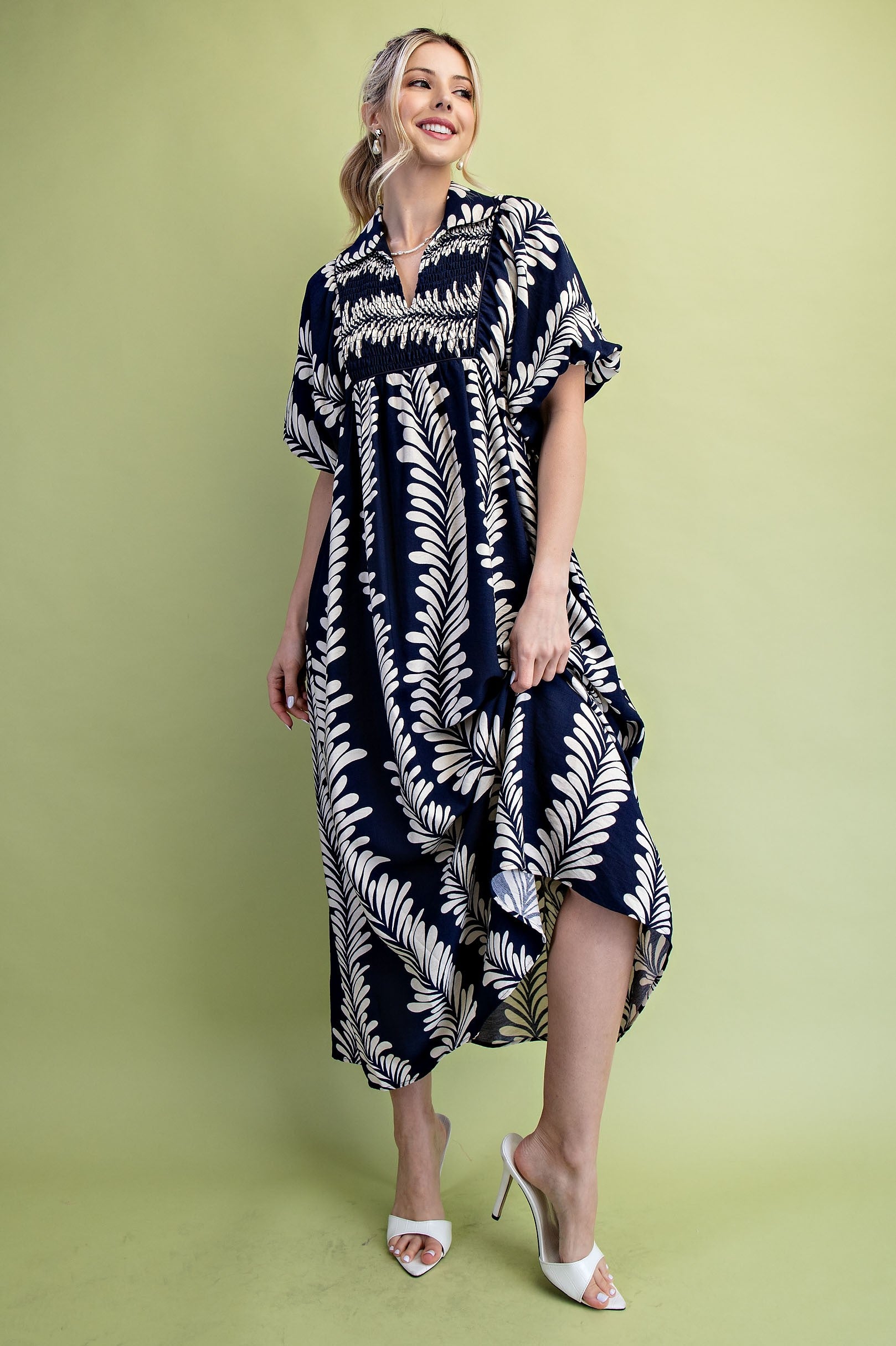 Sunkissed Glow Midi Dress- Navy/Cream
