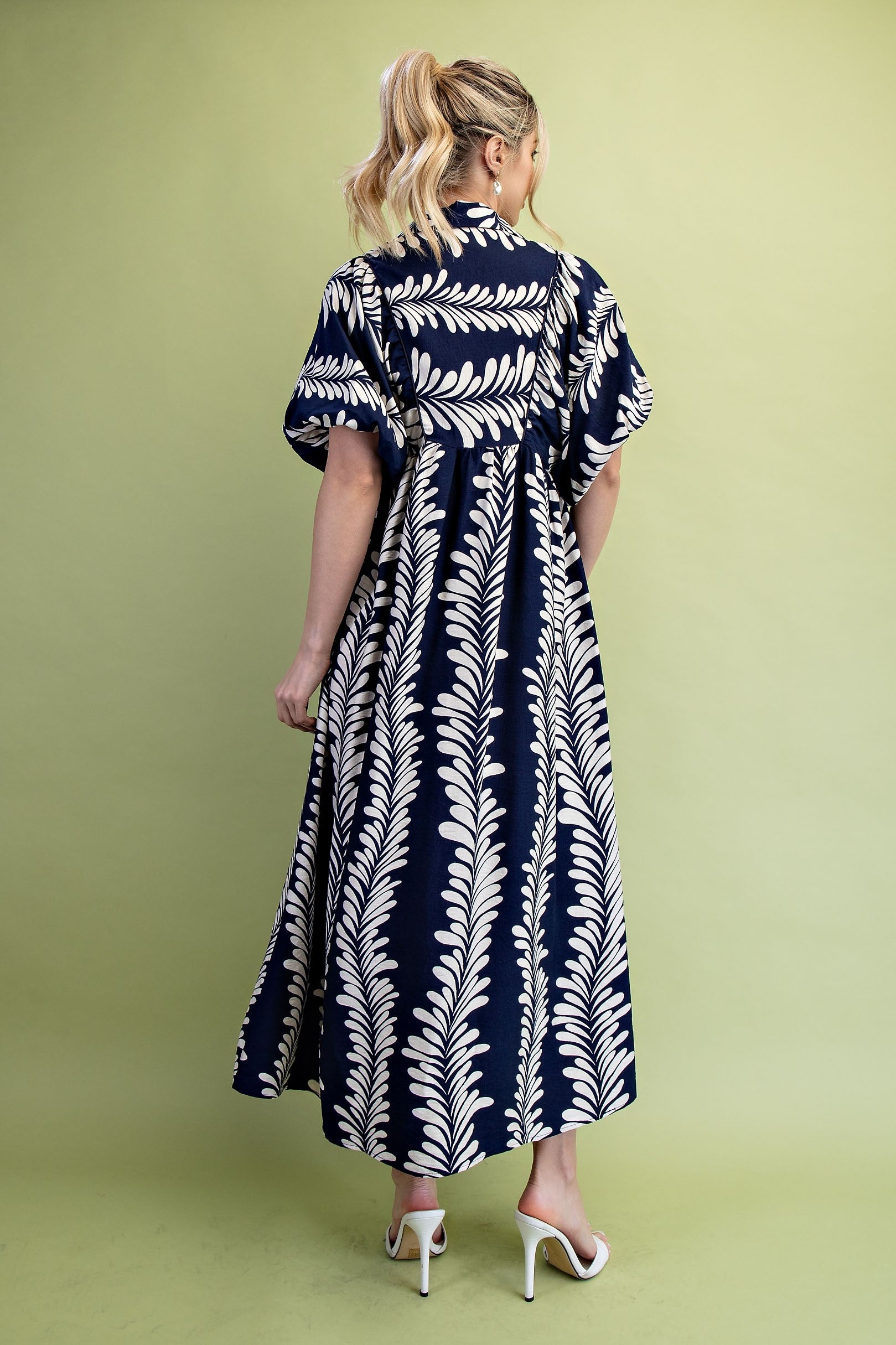 Sunkissed Glow Midi Dress- Navy/Cream