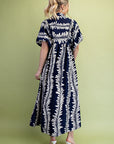 Sunkissed Glow Midi Dress- Navy/Cream