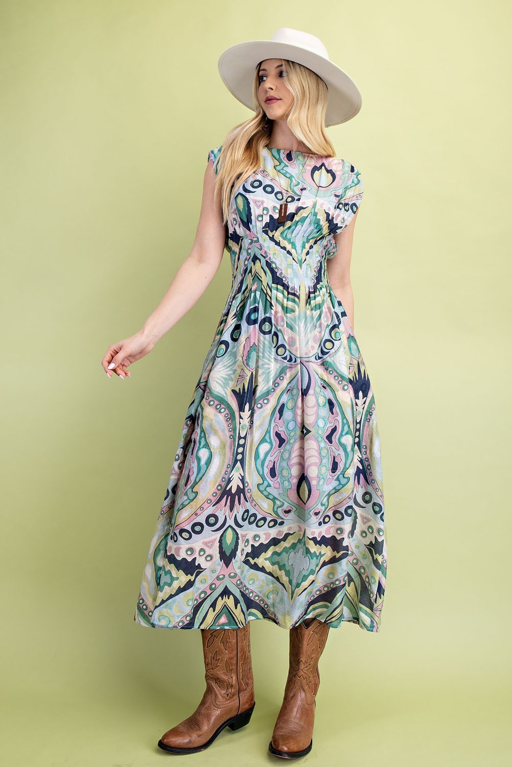 Sedonia Sunset Midi Dress-Navy/Mint