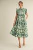 Villa Charm Floral Midi Dress-Green