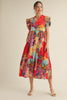 Sunset Palms Floral Midi Dress
