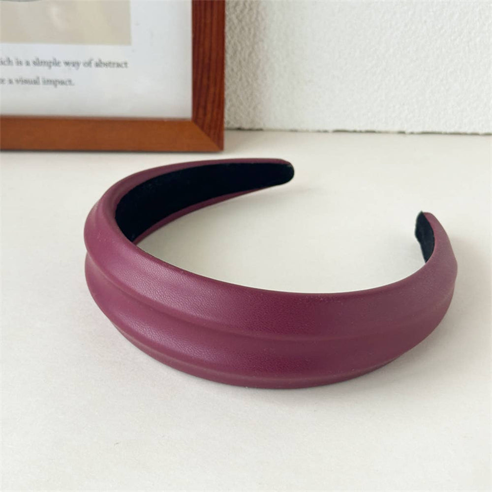 Vintage Leather Headband-Wine
