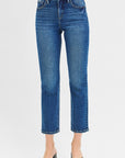 PREORDER: Right Fit Cropped Straight Jeans-Dark