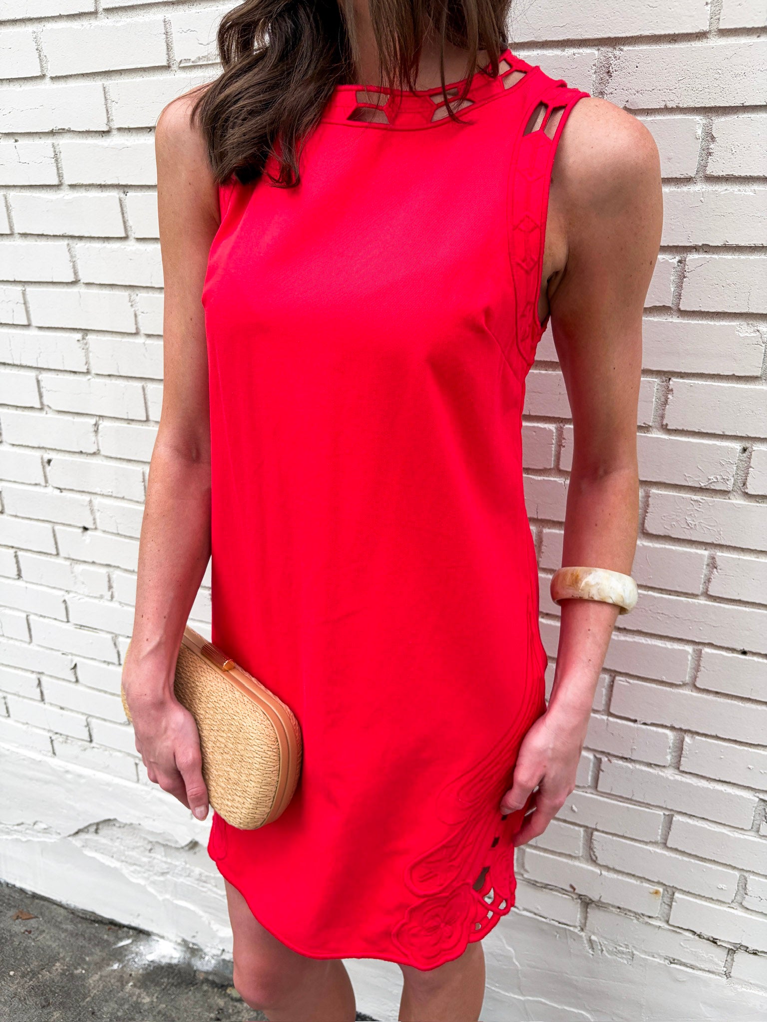 Light of Life Embroidered Dress-Red