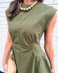 Sweet Afternoons Mini Dress-Olive