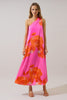 Glena Floral Maxi Dress-Pink