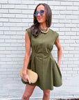 Sweet Afternoons Mini Dress-Olive