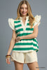 Coastal Charm Ruffle Sleeve Top-Kelly Green