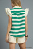 Coastal Charm Ruffle Sleeve Top-Kelly Green