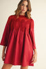 Soft Vibes Crochet Lace Dress-Burgundy