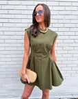 Sweet Afternoons Mini Dress-Olive