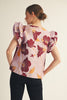 Renaissance Love Jacquard Top-Pink/Burgundy