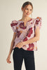 Renaissance Love Jacquard Top-Pink/Burgundy