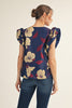 Renaissance Love Jacquard Top-Navy/Mustard