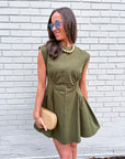 Sweet Afternoons Mini Dress-Olive