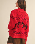 Horse Knit Sweater-Red