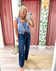 Vintage Grace Embroidered Top-Dusty Blue
