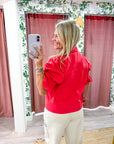 Seaside Zipper Front Jacket-Red