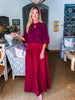 Fit & Flare Maxi Skirt-Wine