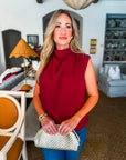 Polished Affair Top-Burgundy