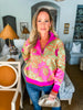 Cozy Florals Zip Pullover- Fuchsia Sage