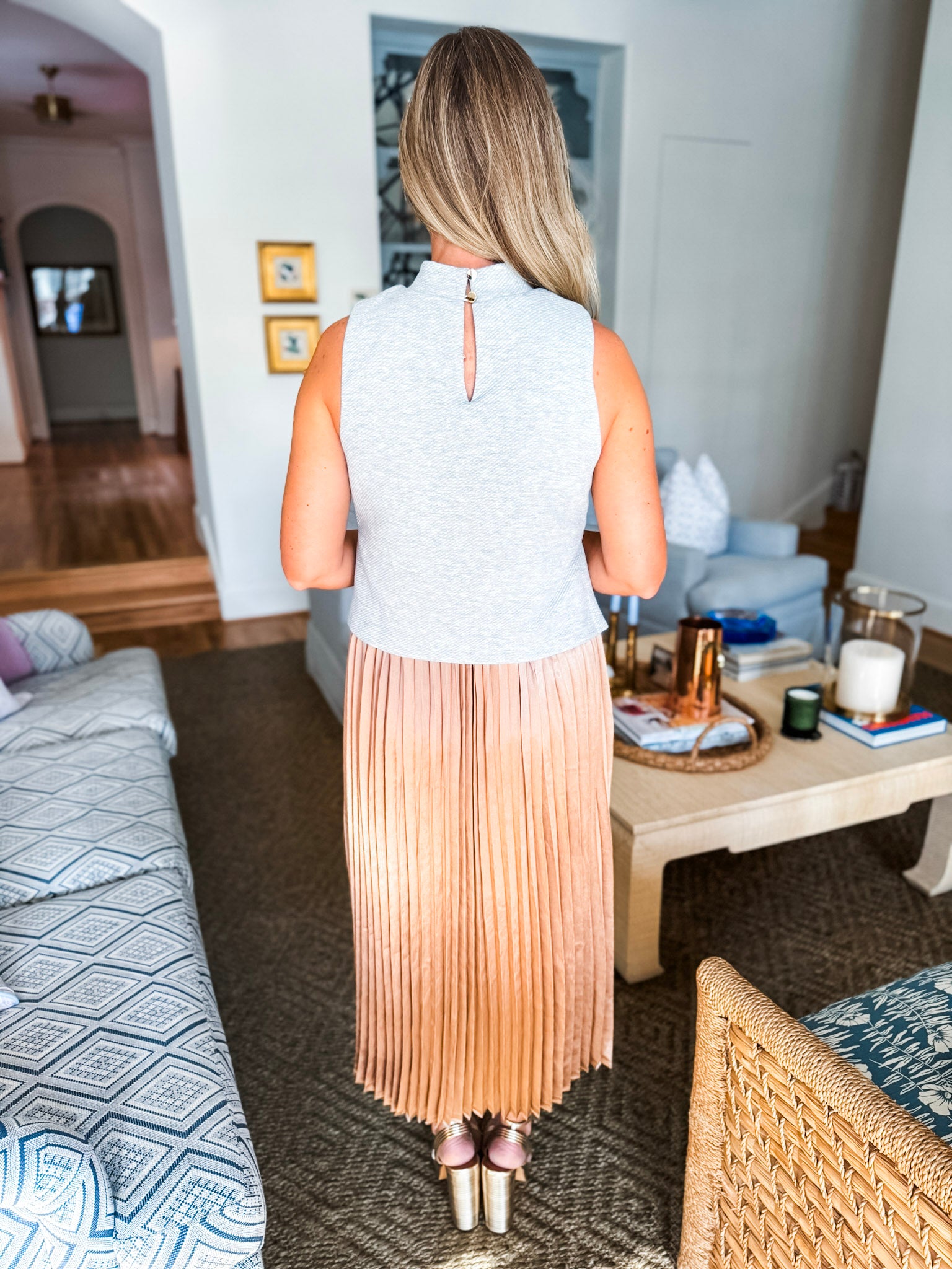 Sweet Pleats Dress-Heather Gray