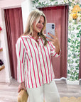 Everly Stripe Top-Pink