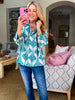 In the Palms Top-Teal Blue