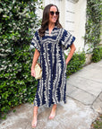 Sunkissed Glow Midi Dress- Navy/Cream
